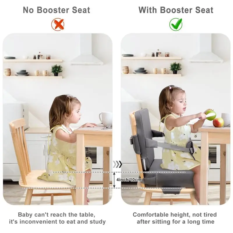 【OFF-SHELF】Booster Seat With Adjustable Straps-Toddler Seat For Dining Table-Booster Seat For Kitchen Chair-For Dining Table Sea