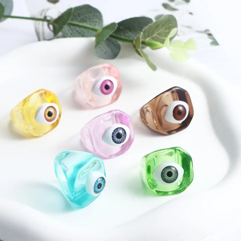 Vintage Fashion Punk Geometric Acrylic Resin Rings Finger Ring Demon Eye Fashion Jewelry