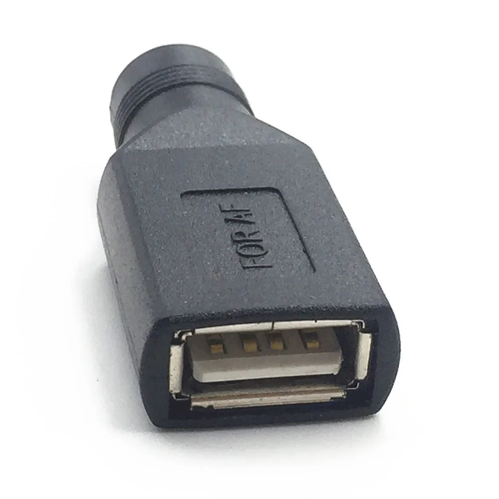 DC 5.5 × 2.1 Female Jack To USB 2.0 Plug Female Jack 5V DC Power Plugs Connector Adapter Laptop 5.5*2.1mm Black Color