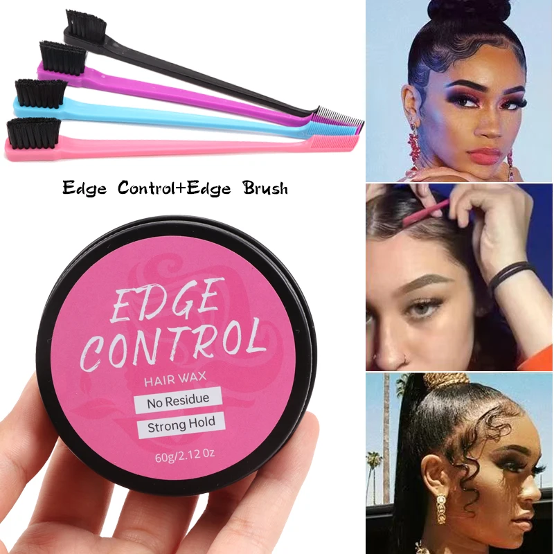 Nunify Edge Control Wax With Brush  Fix Styling Bangs Gel Extreme Hold 4C And Wig Natural Hair Cream Baby Hair Styling Pomade