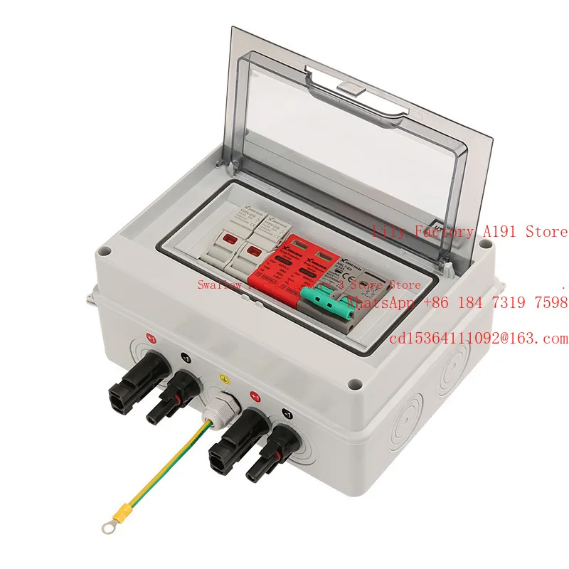 

Photovoltaic DC combiner box 1 in 1 out Solar circuit box Lightning protection fuse PV Combiner box