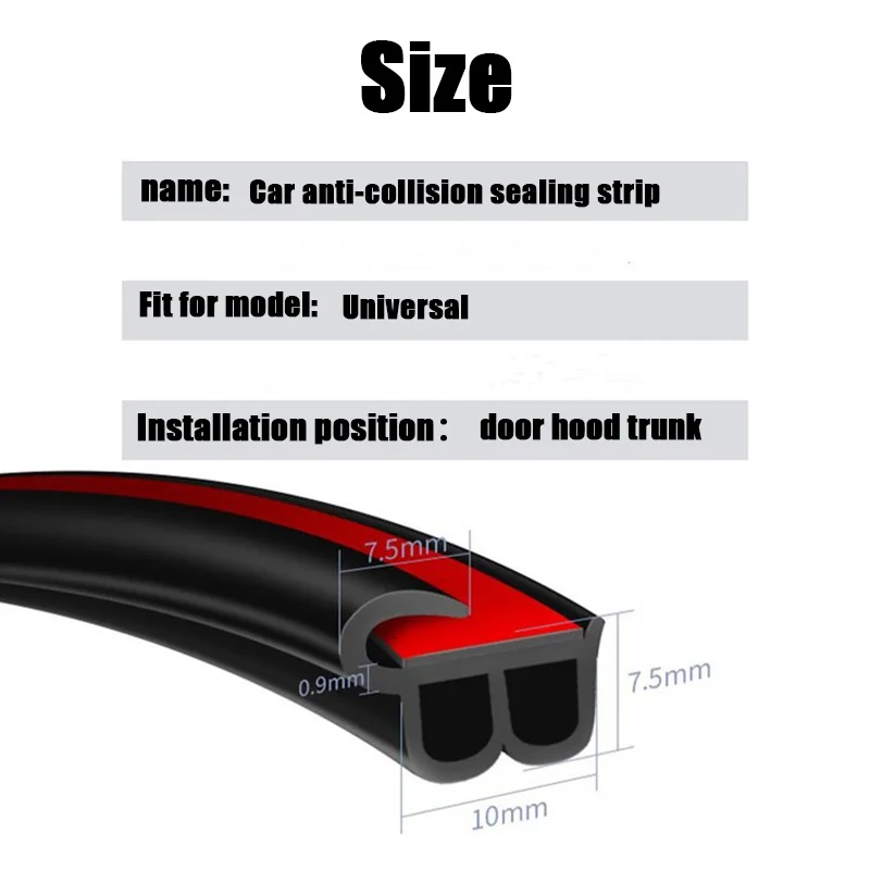 Car Door Anti-Collision Sealing Strip Hood Door Edge Trunk Scratch Protector Strip Guard For Car Style Noise Insulation Trim