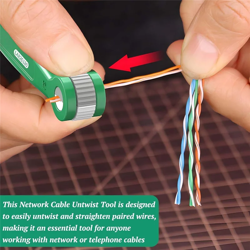 Herramienta separadora de cables retorcidos AB47, desbloqueado de cables de red con rodillo pelador de cables de doble cabeza, para cables de 0,8-1,8 mm