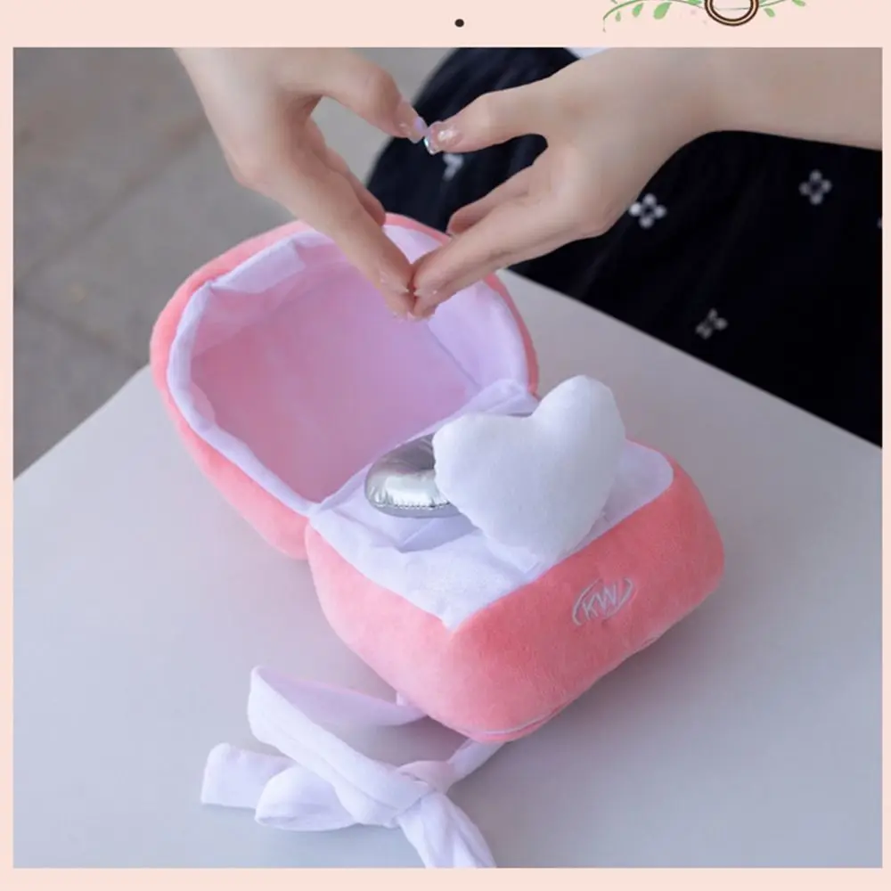 1pc Interesting Plush Ring Love Box Pink Soft Plush Diamond Ring Oversized Surprise Box Festivals