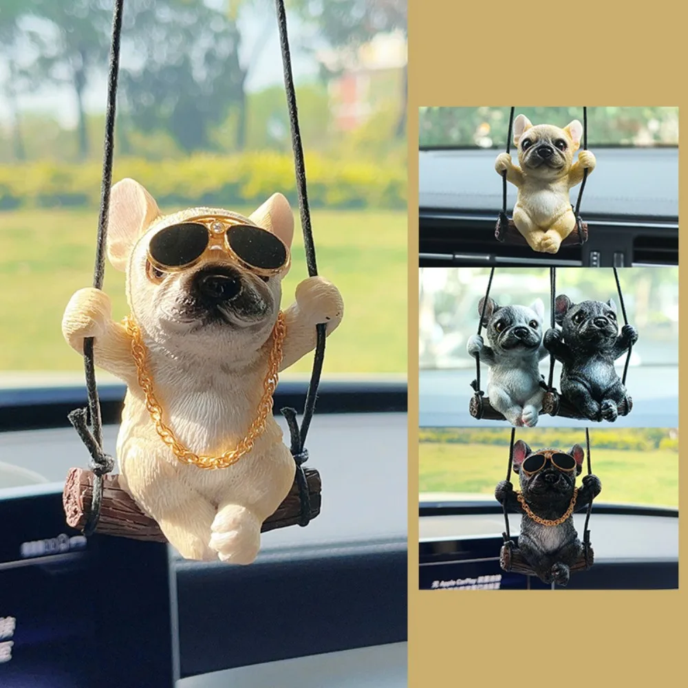 

Birthday Gift Resin Swing Bulldog Pendant Cute Dog Anime Rearview Mirror Ornaments Car Hanging Decoration
