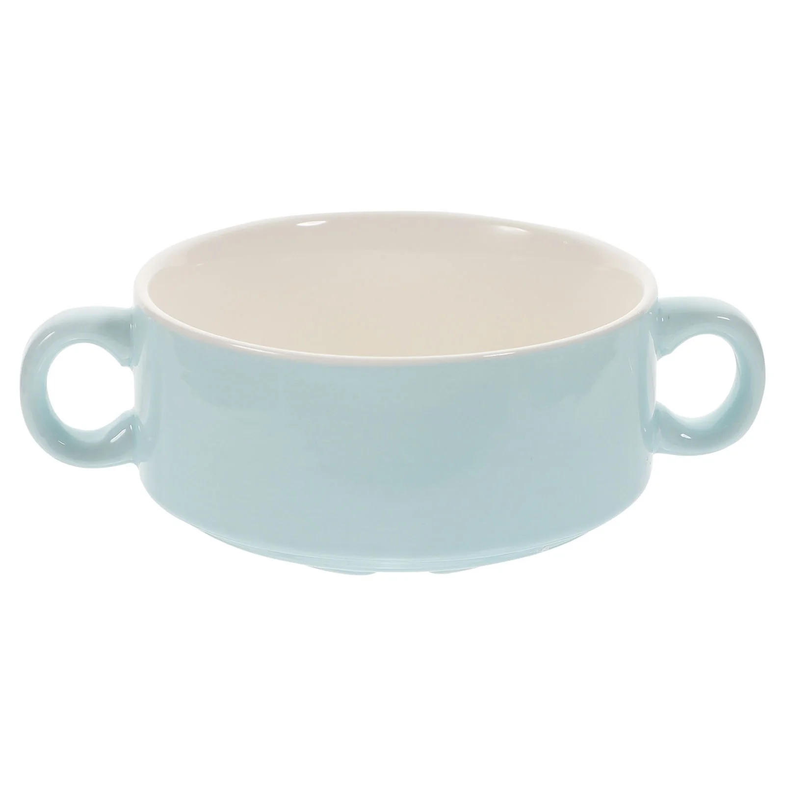 

1Pcs Ceramic Soup Bowl Double Handle Pudding Bowl for Dessert Salad Hot and Cold Meals Multipurpose Kitchen Supplies