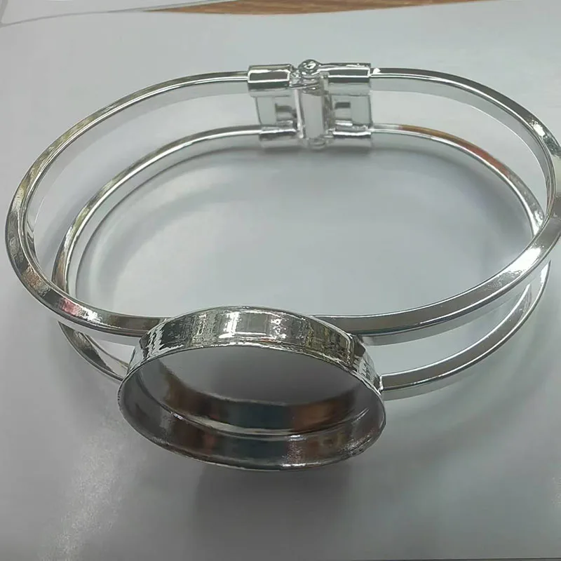 

5/10PCS 2 Colors Adjustable Bangle Bracelets Blank 25mm Round Cabochon Base Setting for DIY Bracelet