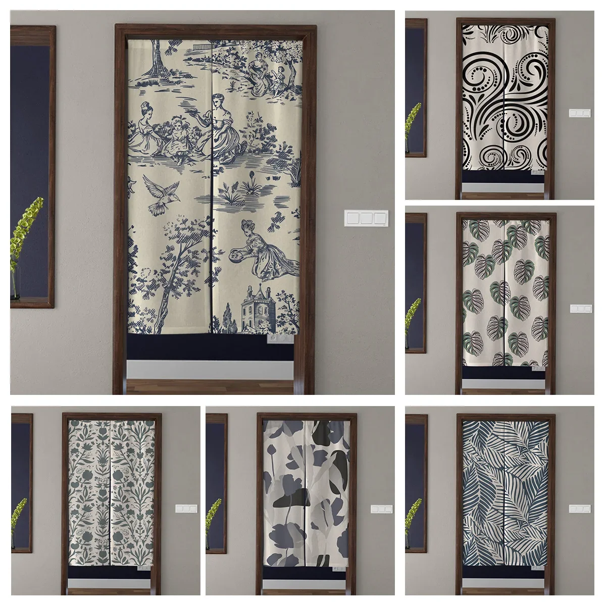 Door Curtain Noren Room Partition Privacy Protection Pendant Japanese Kitchen Poster Decoration Household Multi Size boho plant