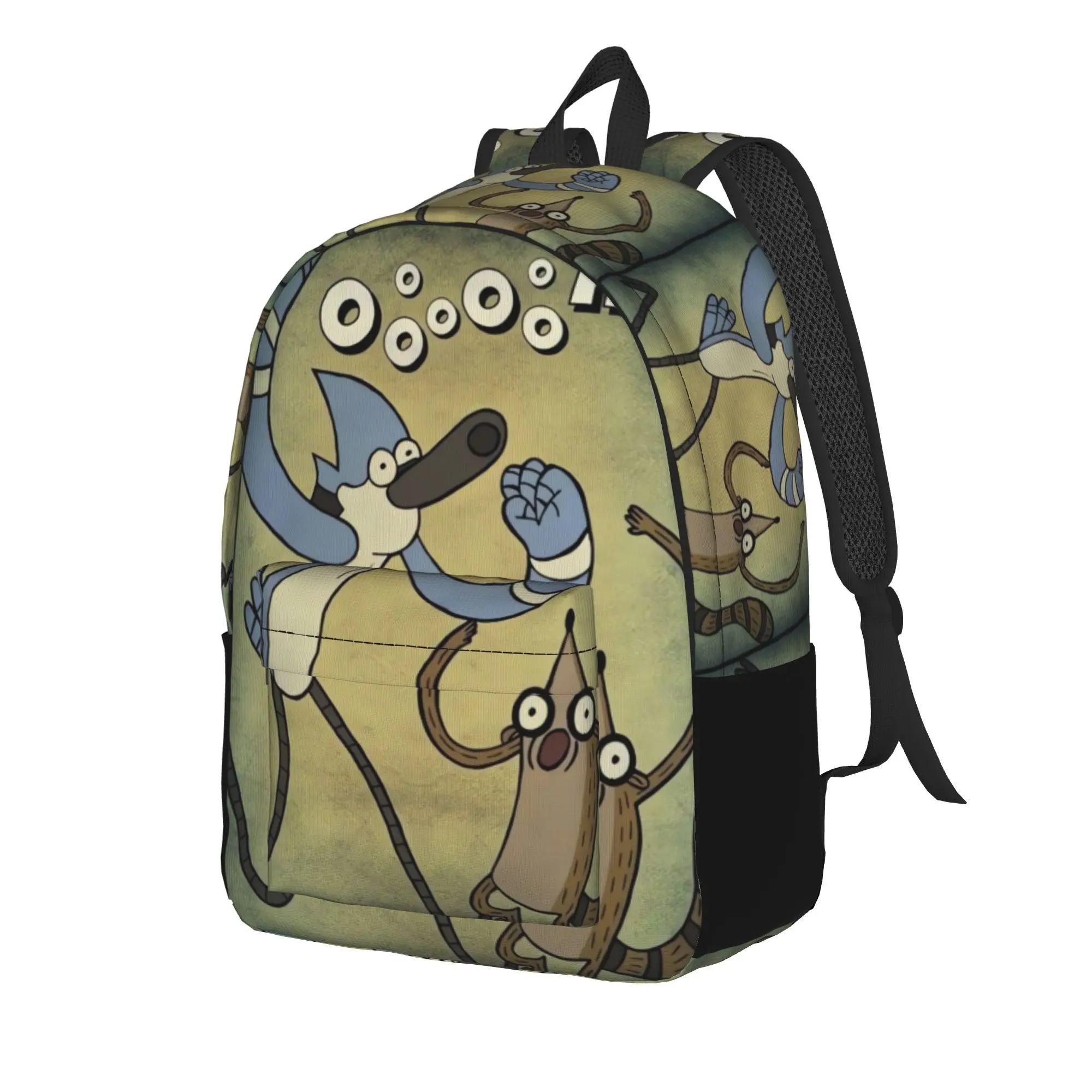 Mordecai And Rigby Regulars Shows Backpack  Workout Backpacks Student Streetwear School Bags Colorful Big Rucksack
