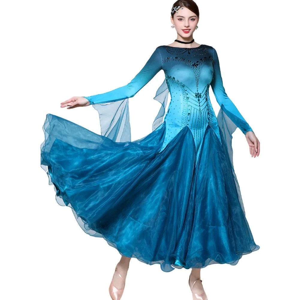 Vestido de danza moderna, baile de salón, vals, baile de salón, baile Cha, danza cuadrada, gran actuación, disfraz de competición