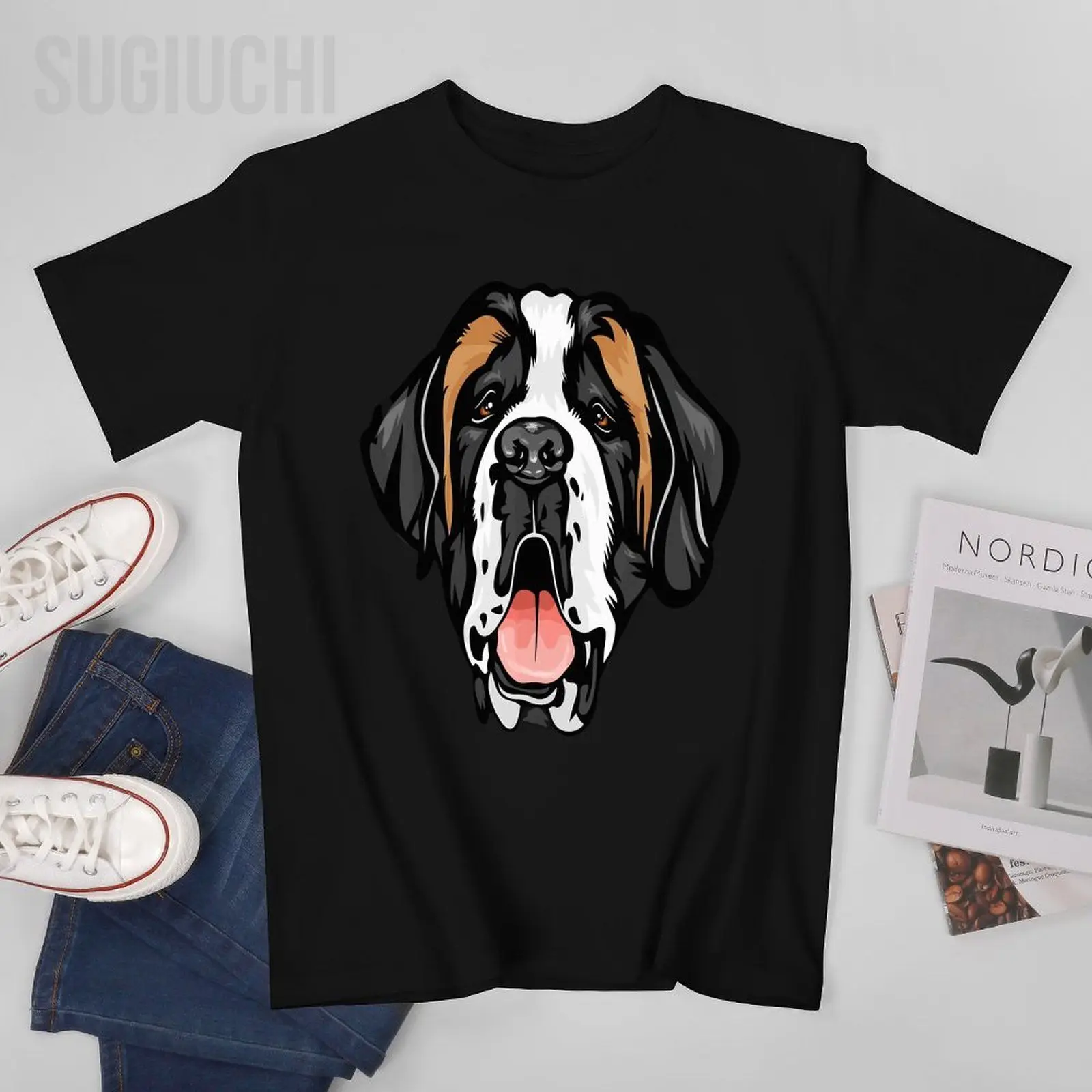 Unisex Men St. Saint Bernard Dog Lover Tshirt Tees T Shirts Women Boys 100% Cotton T-Shirt