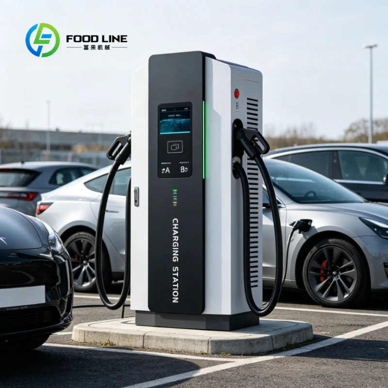 Customized Dual Gun DC Fast EV Charging Station, 60kW 120kW Commercial OCPP Charger with CCS & GB/T Plug for Public Parking