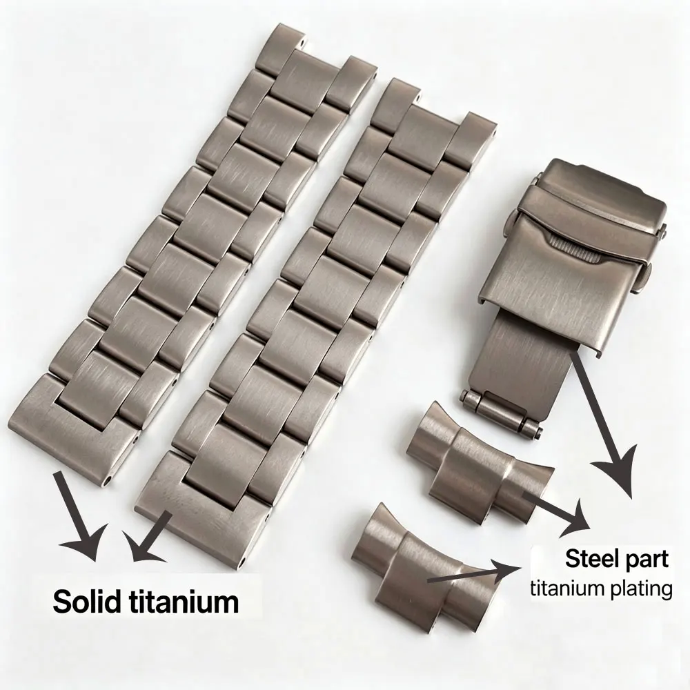 20mm Ultralight Solid Titanium Watch Bracelet With Double Locking Deployant Clasp Fit For 40mm Classic Diving Watch Replacement