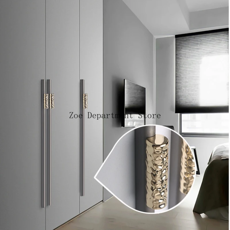 Cabinet Handle Simple Black Gold Sliver Gold Aluminum Alloy Door Handle Extended Wardrobe Handle Cabinet Shoe