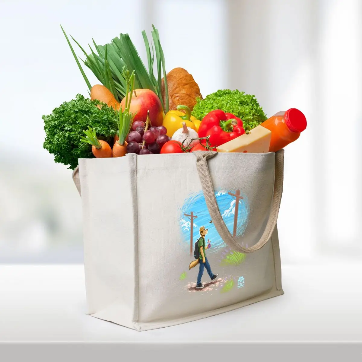 حقيبة تسوق Andy's Walk Tote، حقيبة قماش بشعار، حقيبة يد نسائية، حقيبة صديقة للبيئة