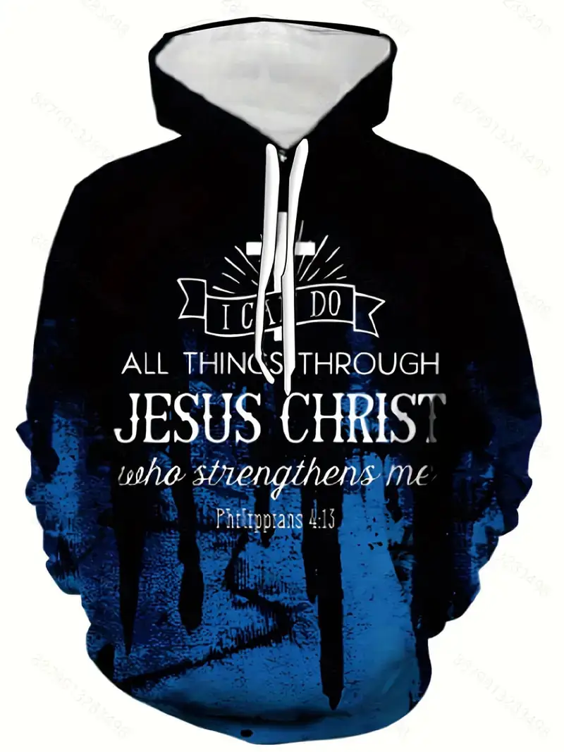 3D Jesus Christian Print Men\'s Hoodie Fashion Street Hooded Sweatshirt Summer Autumn Tracksuit Gym Pullover Casual Women Hoodies