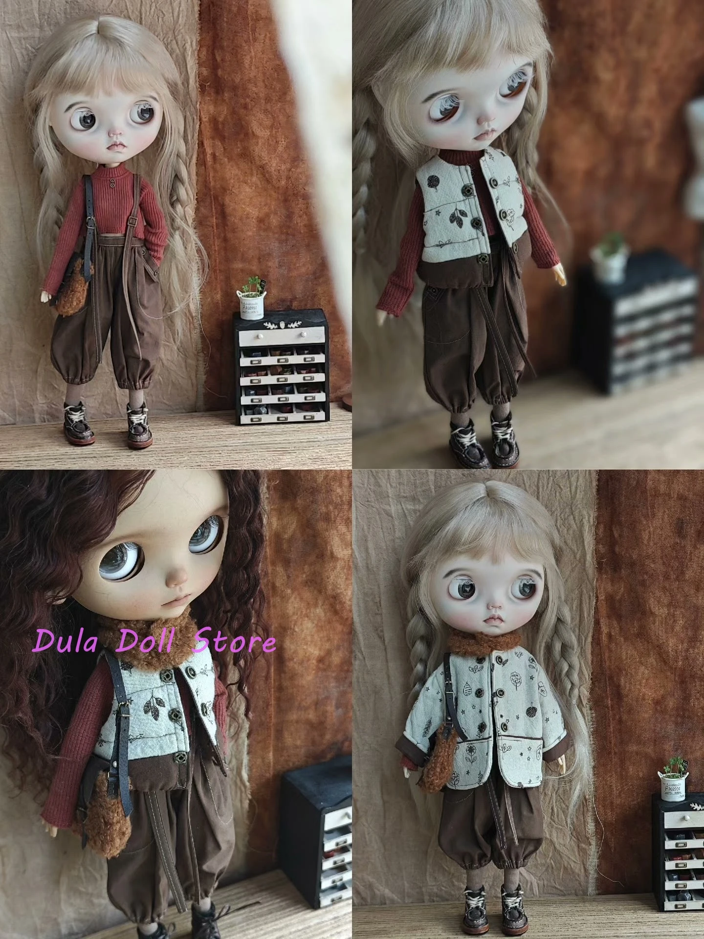 （NEW）Dula Doll Clothes Dress Winter vest jacket overalls Blythe Qbaby ob24 ob22 Azone Licca ICY JerryB 1/6 Bjd Doll