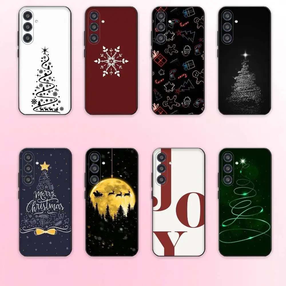 メリークリスマスツリーギフト電話ケースサムスンギャラクシーA73、A72、A71、A70、A53、A52、A51、その他ソフトブラックカバー用