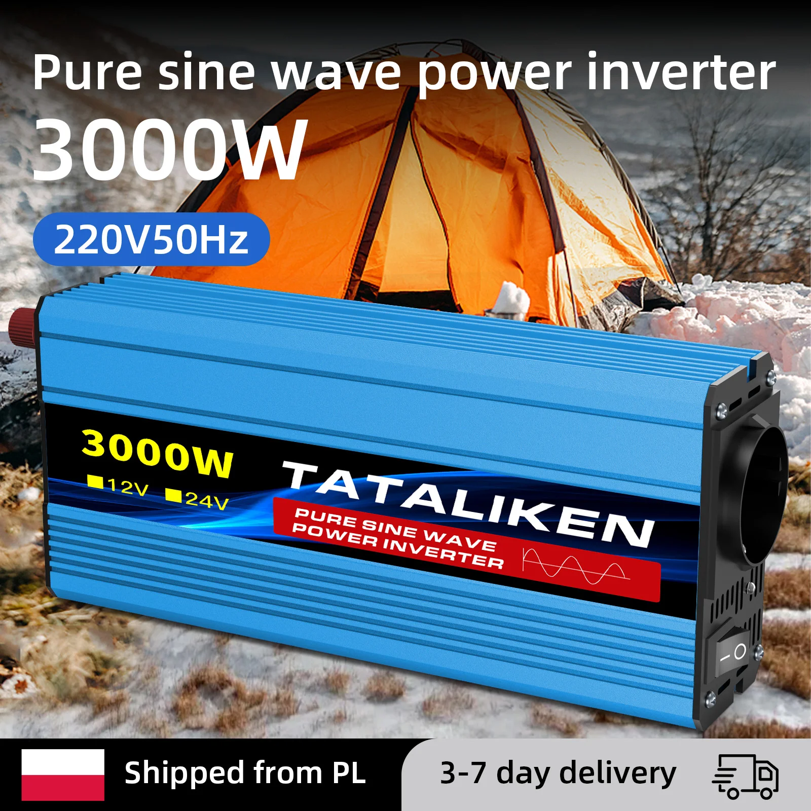 Reiner Sinuswellen-Wechselrichter, tragbarer Spannungswandler nach europäischem Standard 1000W-5000W, 12V zu AC 220V 50Hz für Zuhause und Auto usw.