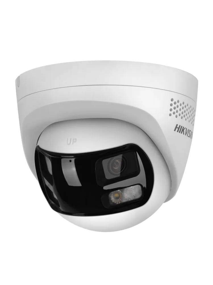Caméra IP Hikvision 8MP DS-2CD1383G2P-LIUF/SL double objectif 180 ° Voir une caméra à lumière hybride intelligente, audio bidirectionnel, lumière stroboscopique, alarme audio