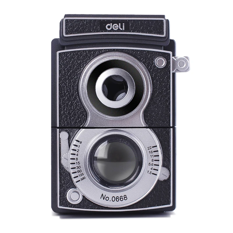 

Deli Retro Camera Shaped Hand Crank Pencil Sharpener for Students Home Study Supplies Black 0668