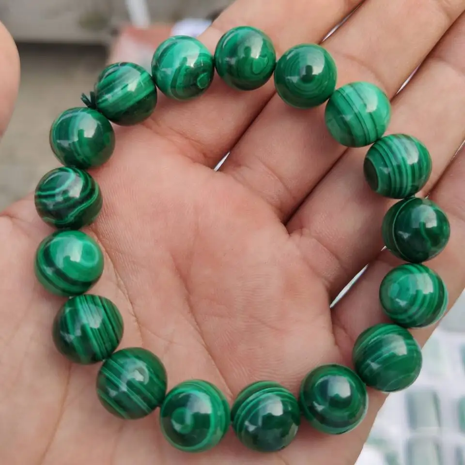 

Top Quality Natural Green Malachite Round Gem Stone 12mm Beads Bangles Stretchy Bracelet Gift Handring Stylish Fine Jewelry