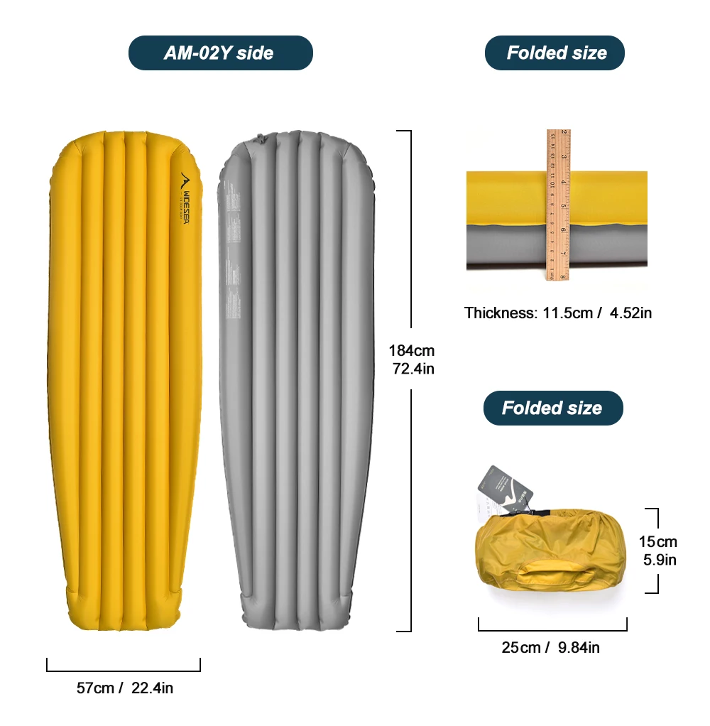 Widesea Ultraleichte Aufblasbare Isomatte Hoher R-Wert 20D Nylon TPU 3-Schicht Reflektierende Tragbare Luftmatratze für Camping und Backpacking – Detail 4