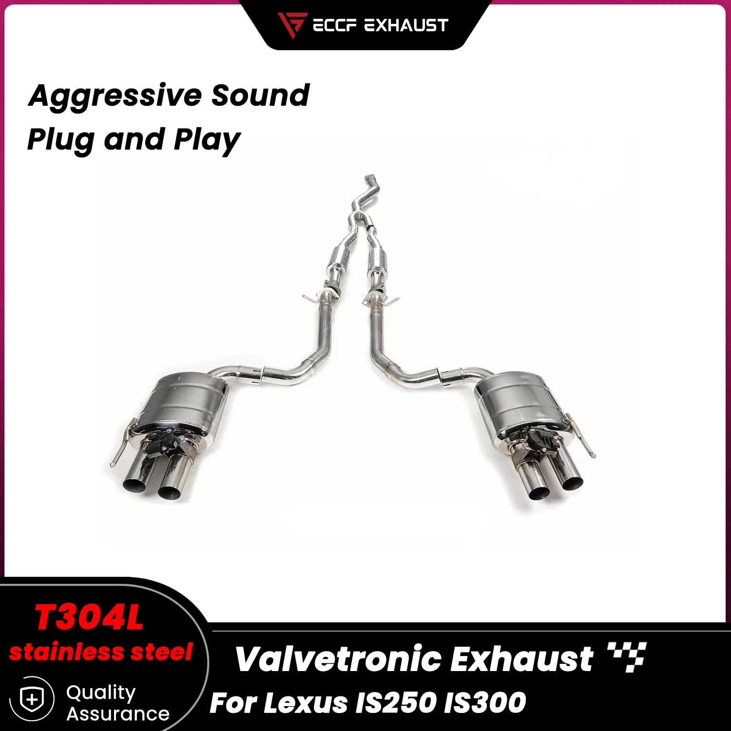 

Sporty Valvetronic Stainless Steel Catback Exhaust for Lexus IS250 IS300 Freely Adjustable Sound Control Easy Installation