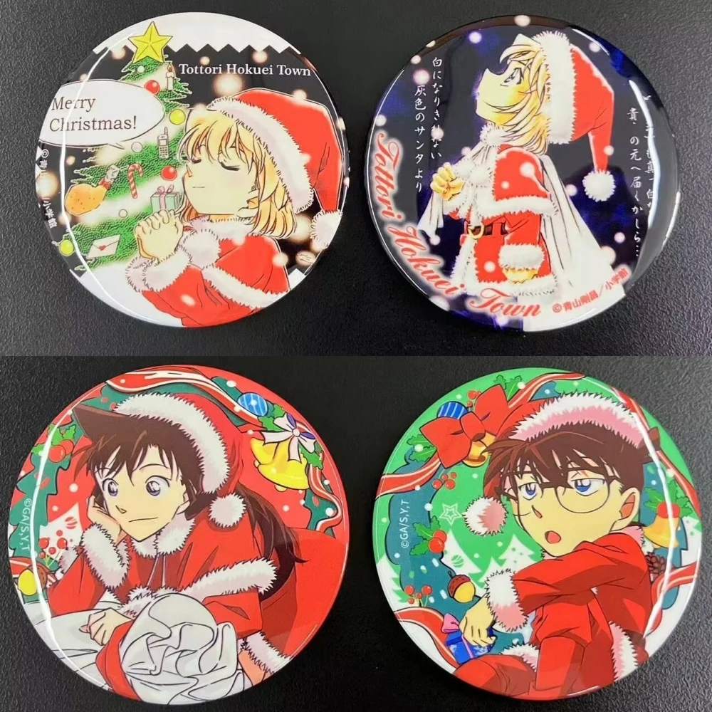 Anime Detective Conan Case Closed Mouri Ran Haibara Ai Cosplay COSTUME Badge Pin SPTE Tinplate Brooch Prop Christmas Santa Claus