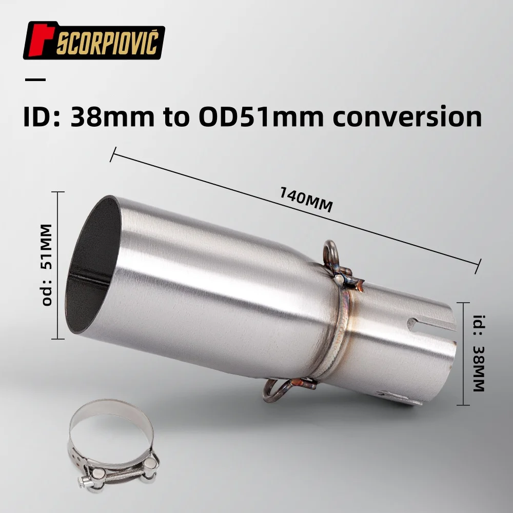 28 32 38 45mm Adapter 51mm Auspuffabschnitt Zerstörungsfreie Installation Motorrad Auspuffrohr Modifikation Auspuff Mittelteil