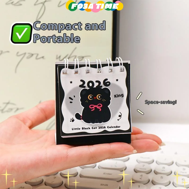 2026 ปฏิทินพกพาขนาดเล็กน่ารักรูปแบบการ์ตูนเดสก์ท็อปที่เรียบง่ายแผนดีไซน์เจาะโต๊ะขนาดเล็กออแกไนเซอร์