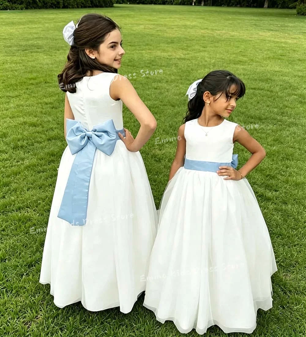 

DORIS Custom Green Girl Flower Girl Dress Sleeveless with Bow Princess Wedding Children Cute Little Girl Communion Birthday Part