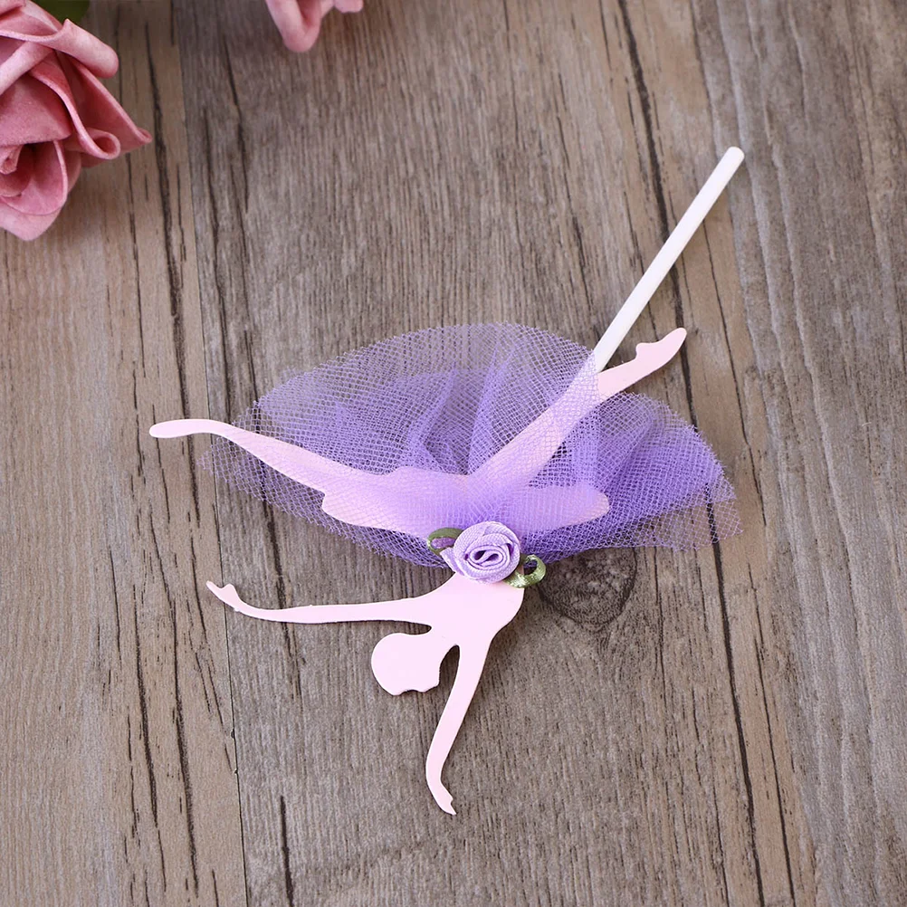 10pcs Gauze Skirt Girls Cupcake Topper Cake Decoration Party Supplies for Bridal Shower Birthday (Purple)