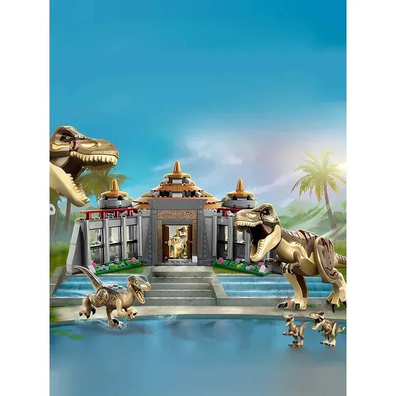 Seri Dinosaurus 76961 Pusat Tamu Tyrannosaurus Velociraptor Blok Bangunan Mainan Perakitan Puzzle Anak-anak untuk Hadiah Anak-anak