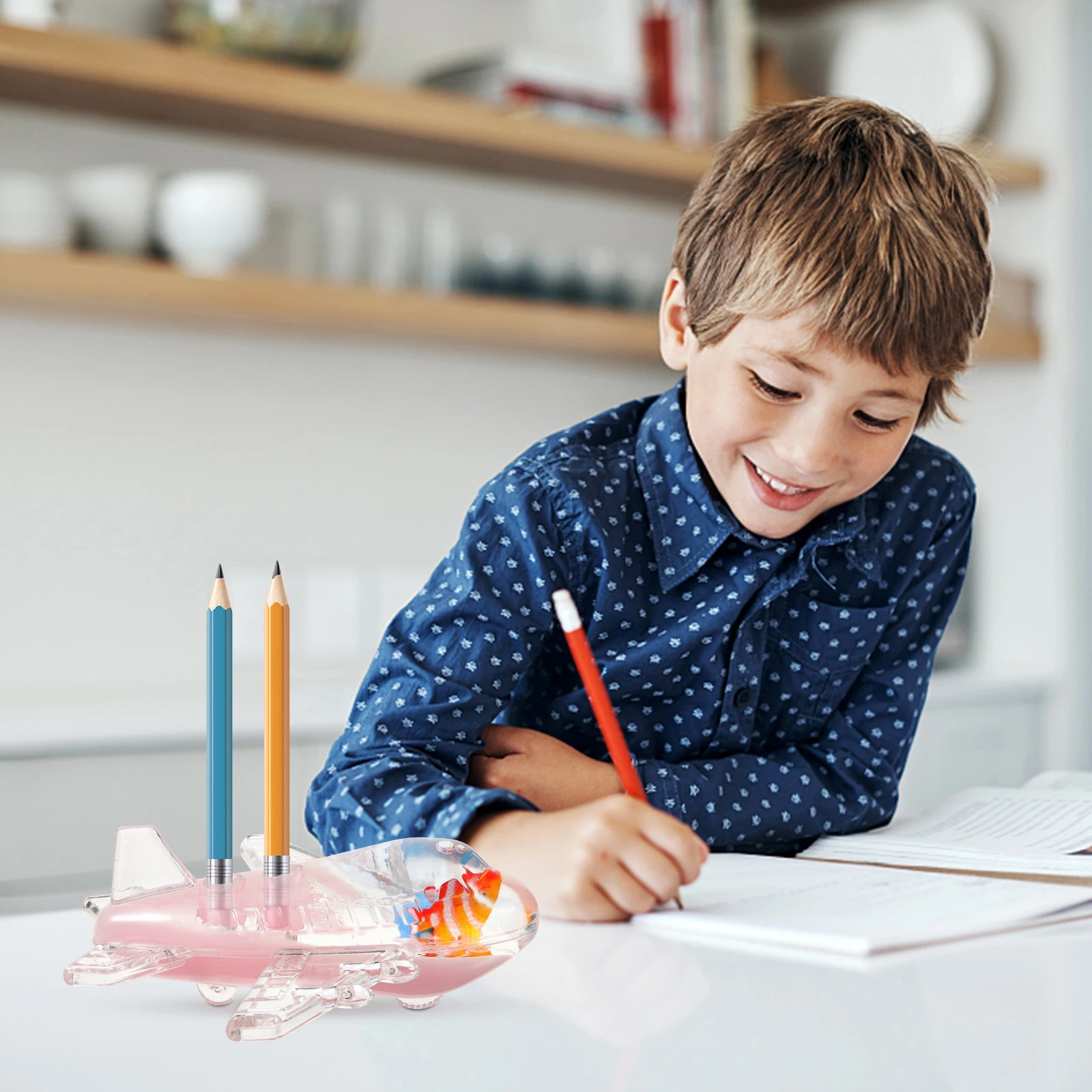 

Sturdy Acrylic Airplane Holder Compact Desktop Organizer Wear-Resistant Pen Insert For Daily Use Lovely Desk Decoration Pencil