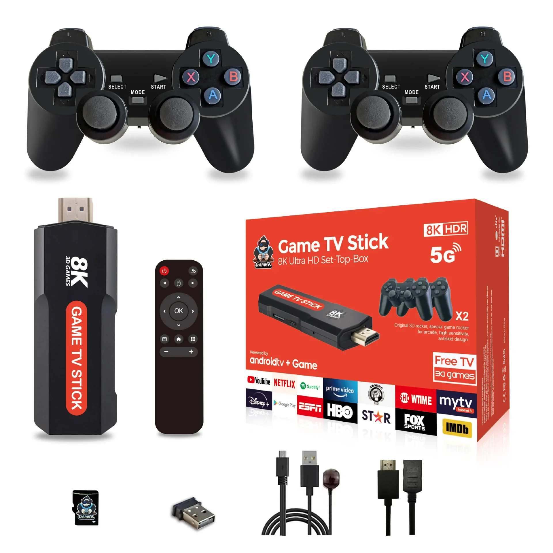 

Q9 USB 2.0 Dual System Game Stick 8K Retro Video Games Console with Wireless Controller 64G TV Sticks 10000+ Games For PSP gift