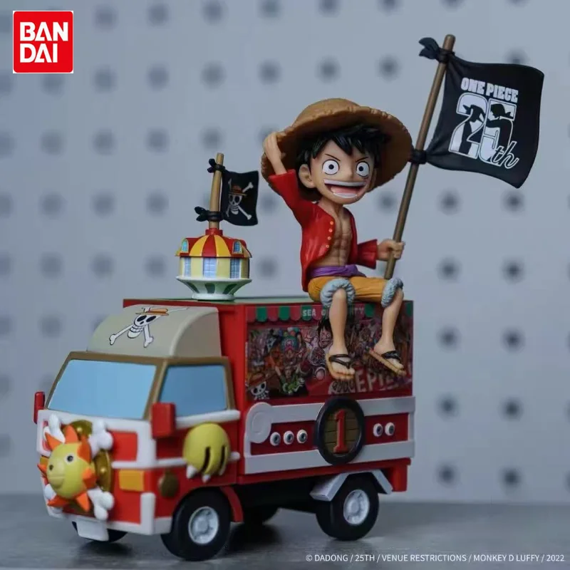 BANDAI Original ONE PIECE Monkey D. Luffy Thousand Sunny Truck 25th Anniversary Character Figure Action Model Desktop Decoration