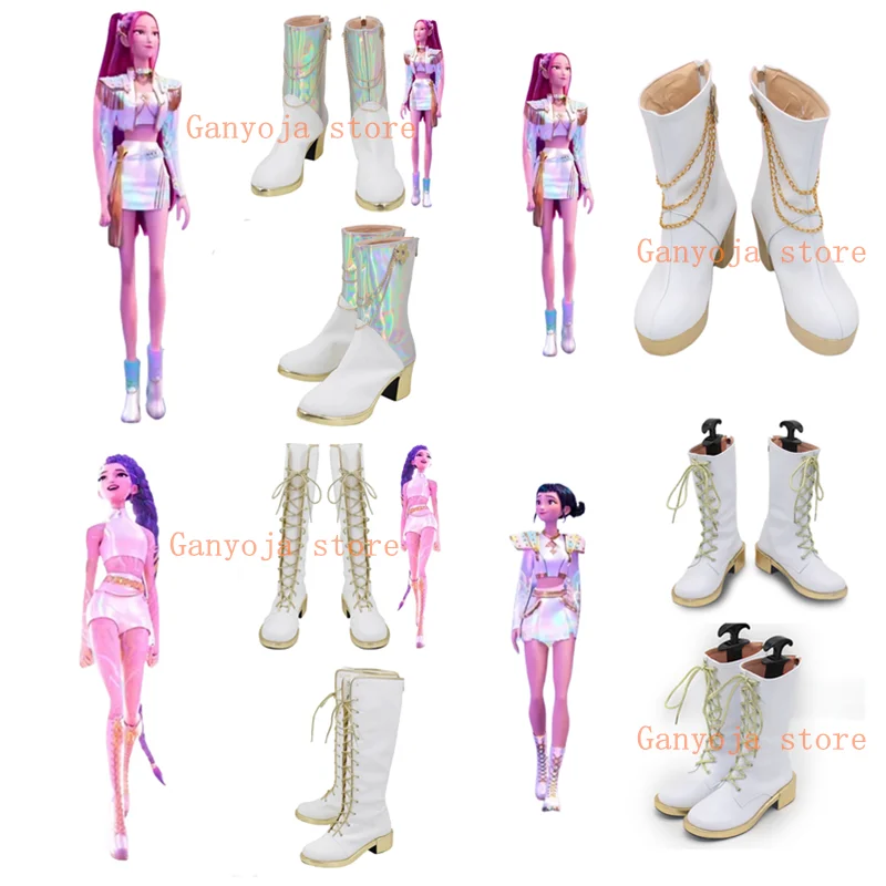 KPop Demon Hunters Rumi Zoey Mira Wit Gouden Dans Outfit Laarzen Cosplay Schoenen Halloween Carnaval Props Volwassen Kinderlaarzen