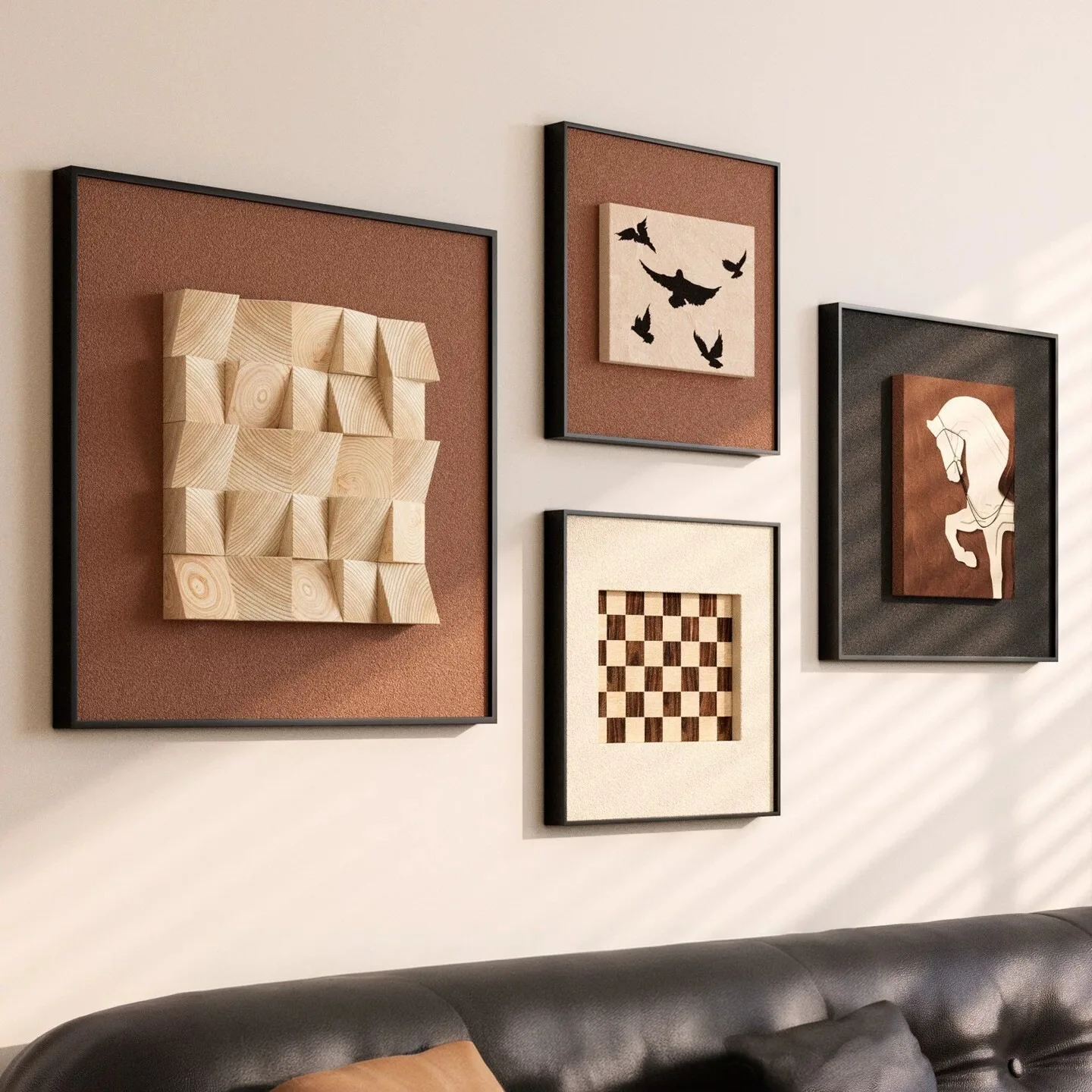 Medieval three-dimensional sandstone living room sofa background wall hanging paintings is successful, advanced sense is suitabl