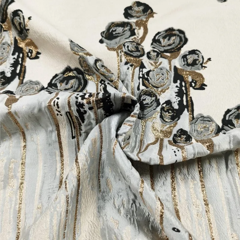 

Gold thread dress jacquard fabric skirt windbreaker brocade performance costume positioning