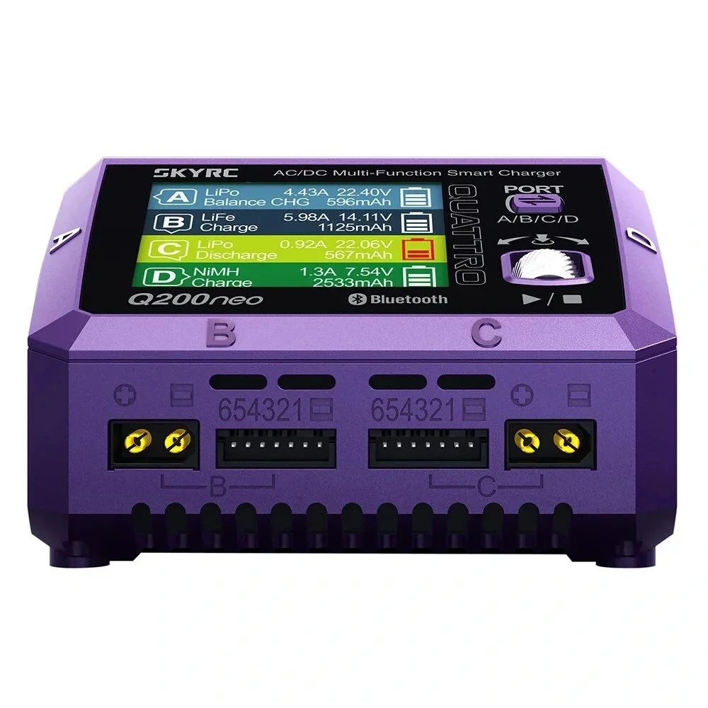 SkyRC Q200neo 4 canais AC 200W DC 400W 10A * 4 Carregador inteligente multifuncional para 1-6S Lipo LiHV LiFe LiIon 2-15S NiMH NICD Bateria