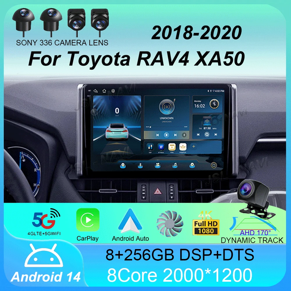 

Автомобильный радиоприемник Android 14 Carplay для Toyota RAV4 XA50 2018 2019 2020, навигация, мультимедийный GPS-плеер, стерео Wi-Fi + 4G видео DSP 2 DIN