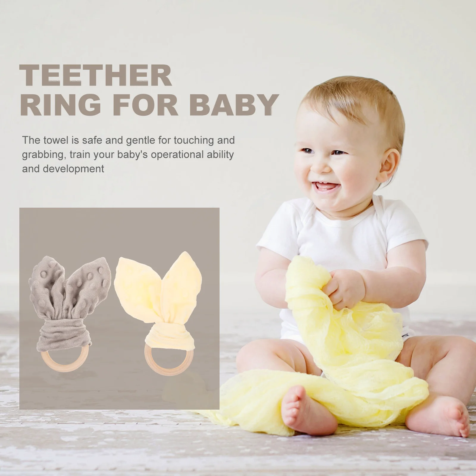 

2Pcs Towel Security Blanket Newborn Soothing Pacify Teether Ring Infant Baby Plaything Portable Newborn Towel Toy