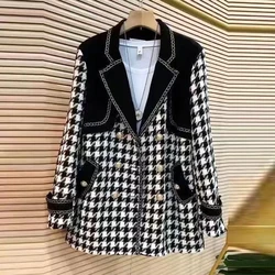 Autumn Winter Mid Long Plaid Jacket Woman Double-Breasted Casual Trench Coat For Women Streetwear Jackets outwears women jacket