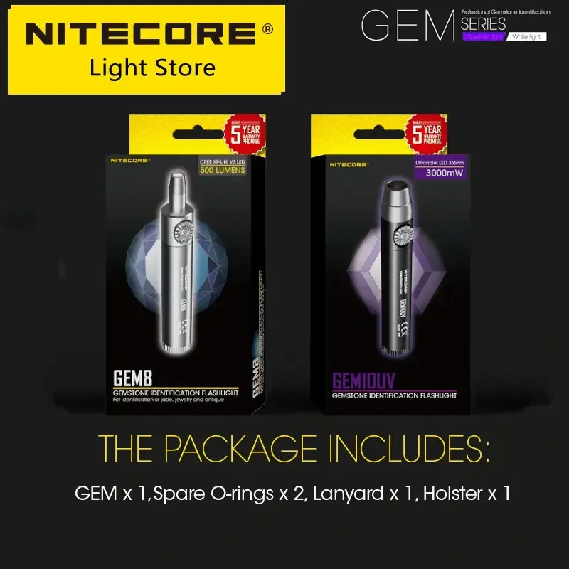 NITECORE GEM8 GEM10UV lampa do oceny jakości biżuterii regulowana latarka z mocnym wykrywaniem klejnotów latarnia UV z baterią