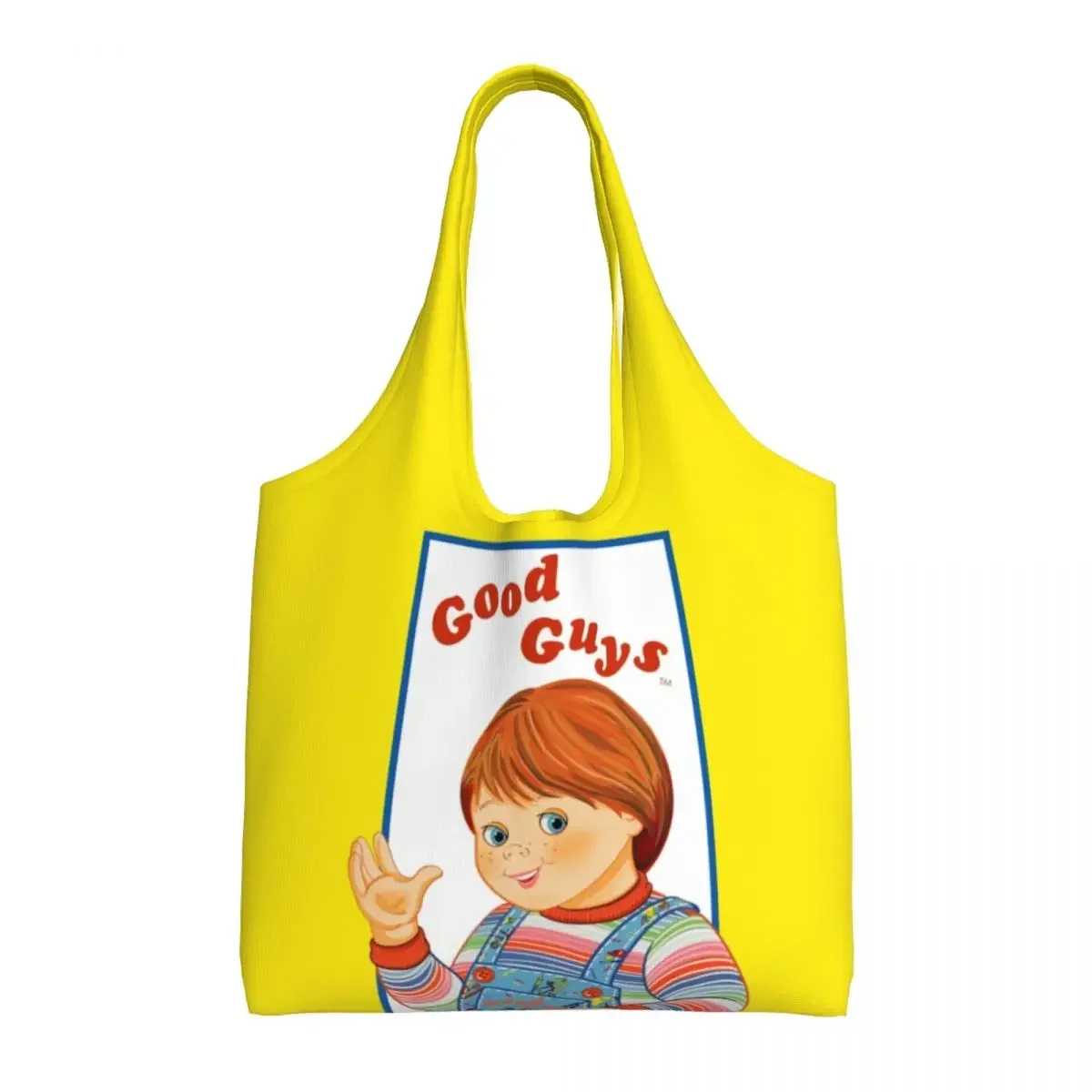 

Good Guys Chucky Grocery Tote Shopping Bag Women Fashion Child's Play Doll Canvas Shopper Shoulder Bag Large Capacity Handbag