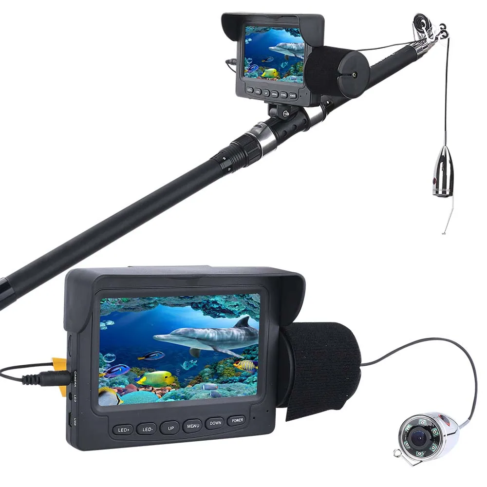 4.3 Inch 15M 1000tvl IP68 Waterproof Underwater Fishing Video Camera Kit with 6 PCS White LED Lights for River Lake Fishing