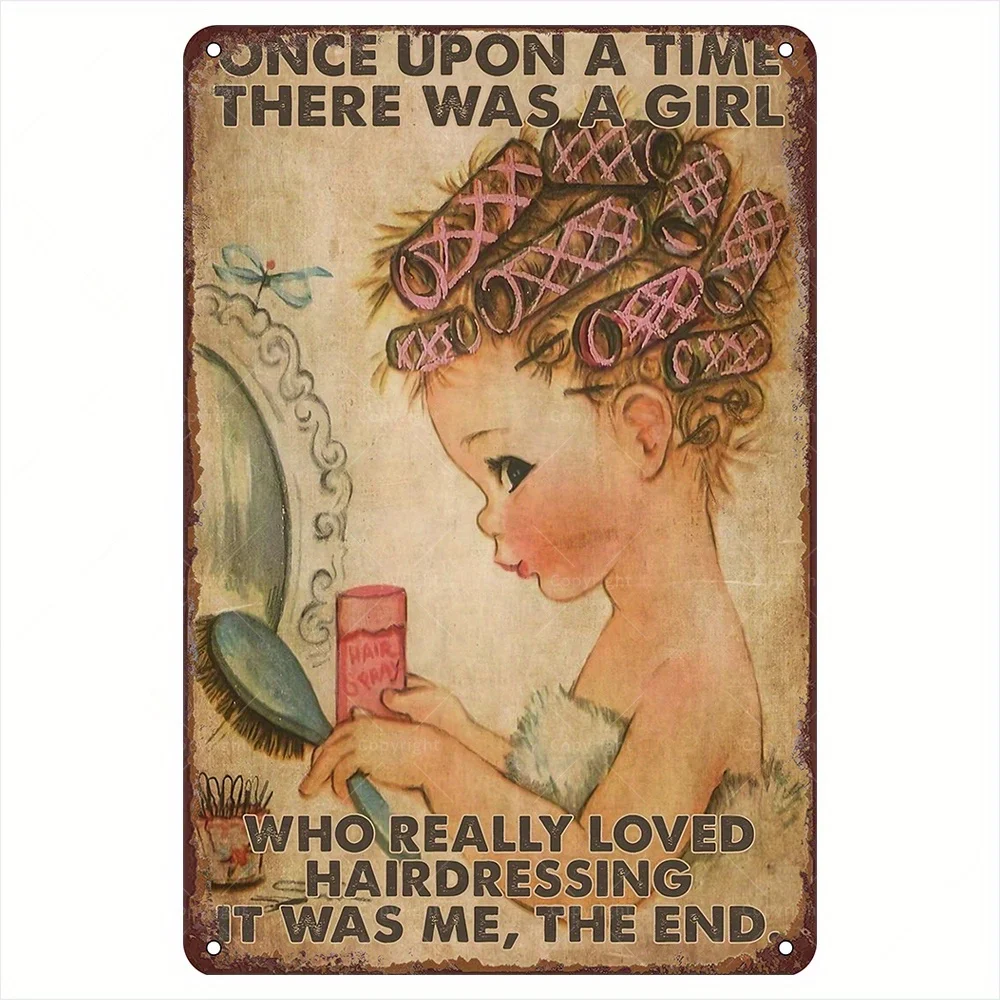 Vintage Hairdresser Metal Tin Sign - 
