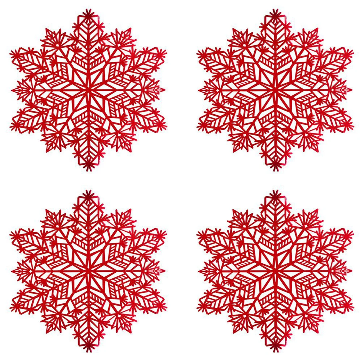 Snowflake Placemats Decorations Red Snowflake Tablemats Kitchen Table Mats for Christmas Holiday Wedding Decorative A