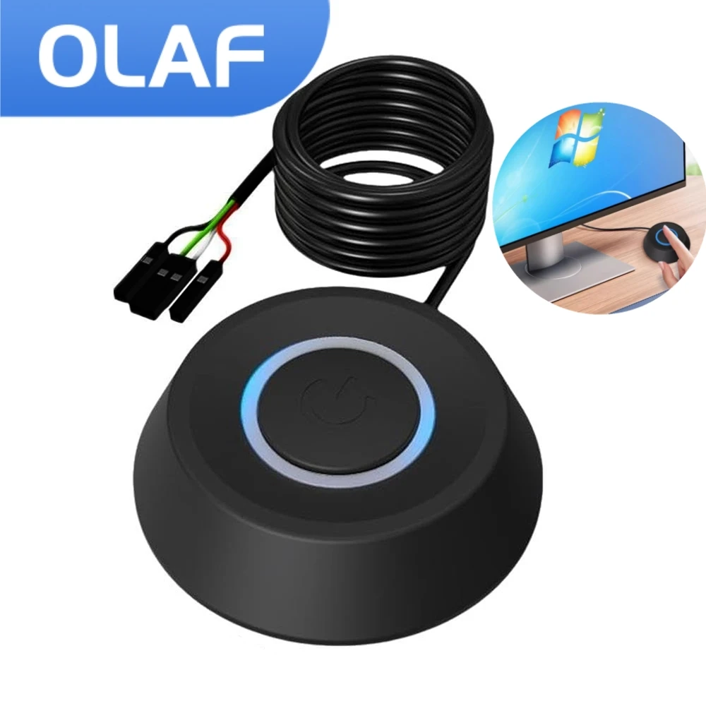 Olaf Computer Desktop Switch 1.8M PC Accessories Motherboard External Setup Power On/Off Button Extension Cable For Home Office